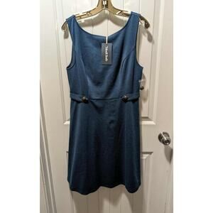 NWT ModCloth Sixties Signature Rockabilly Blue Micro Dot A-Line Retro Size M